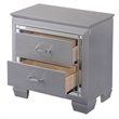 Benjara Two Drawer Wooden NightStand with Textured Details & Mirror Accents-Gray
