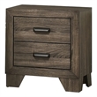Benjara 2 Drawer Wooden Nightstand with Metal Handles and Bracket Legs- Brown