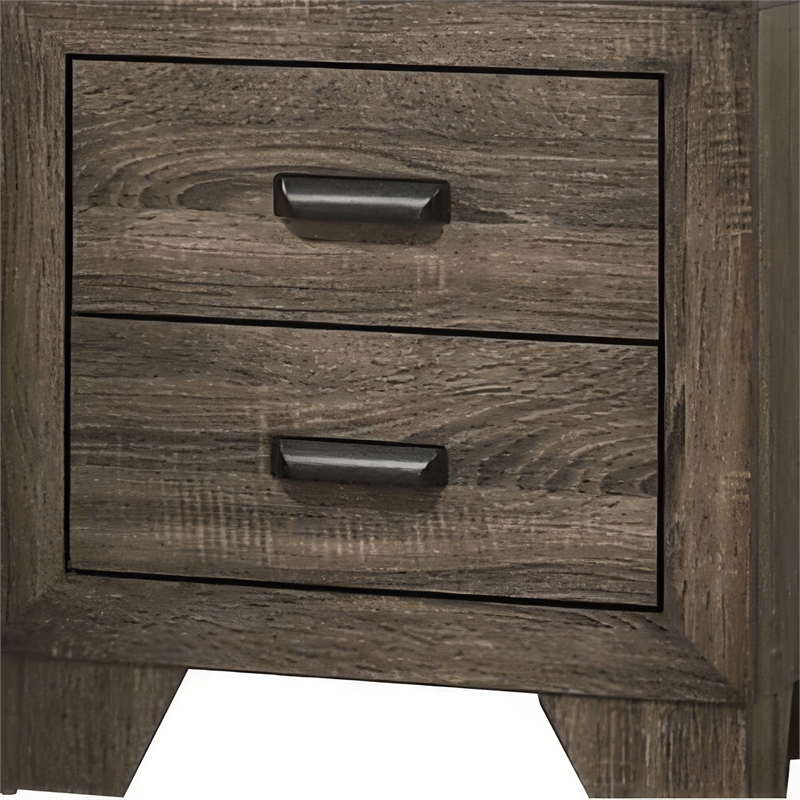 Benjara 2 Drawer Wooden Nightstand with Metal Handles and Bracket Legs- Brown