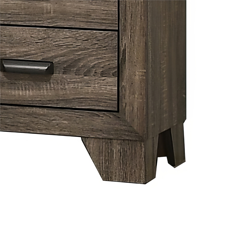 Benjara 2 Drawer Wooden Nightstand with Metal Handles and Bracket Legs- Brown