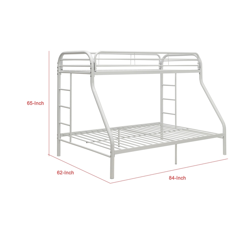 Benjara Tritan Twin XL/Queen Bunk Bed- White