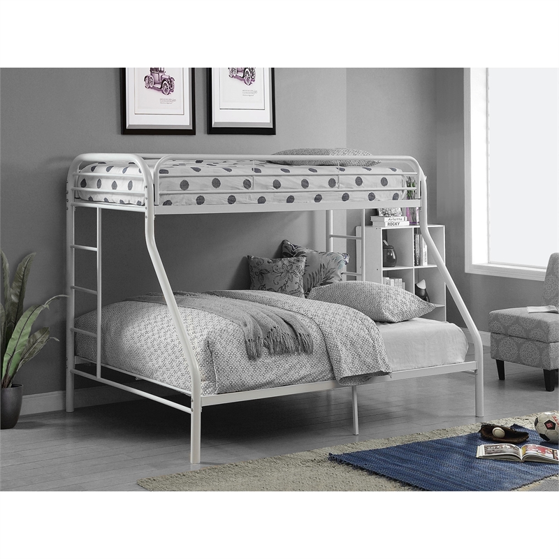 Benjara Tritan Twin XL/Queen Bunk Bed- White
