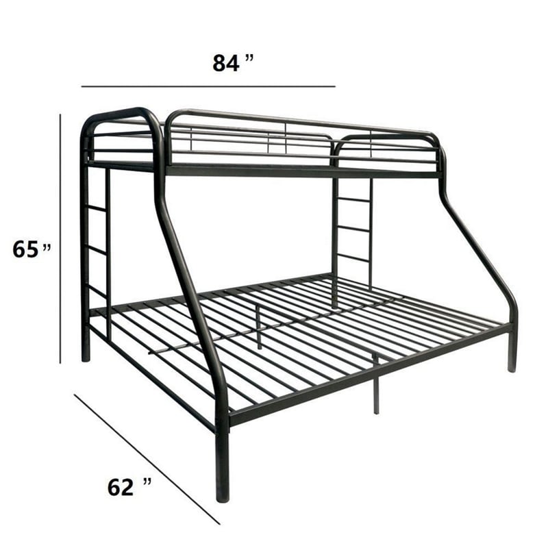 Benjara Metal Twin XL/Queen Bunk Bed With Ladders- Black