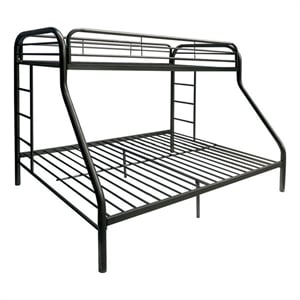 Benjara Tritan Twin/Full Bunk Bed- Black