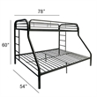 Benjara Tritan Twin/Full Bunk Bed- Black