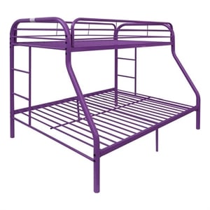 Benjara Tritan Twin/Full Bunk Bed- Purple