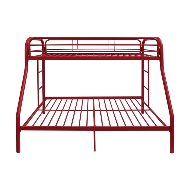 Benjara Tritan Twin/Full Bunk Bed- Red
