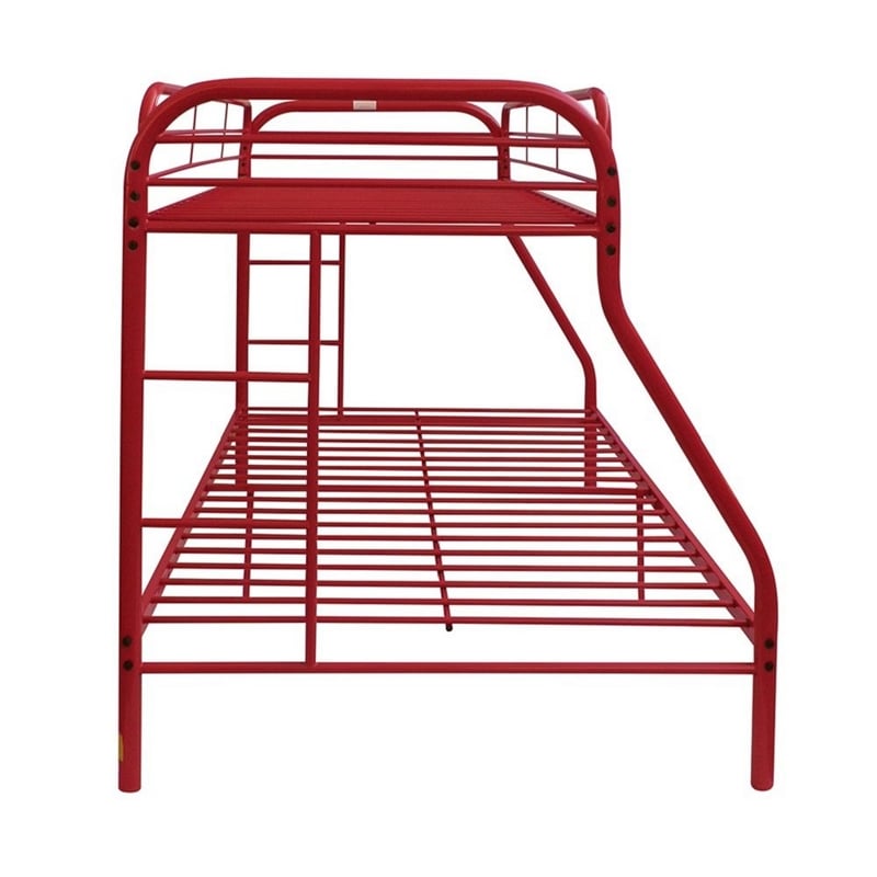 Benjara Tritan Twin/Full Bunk Bed- Red