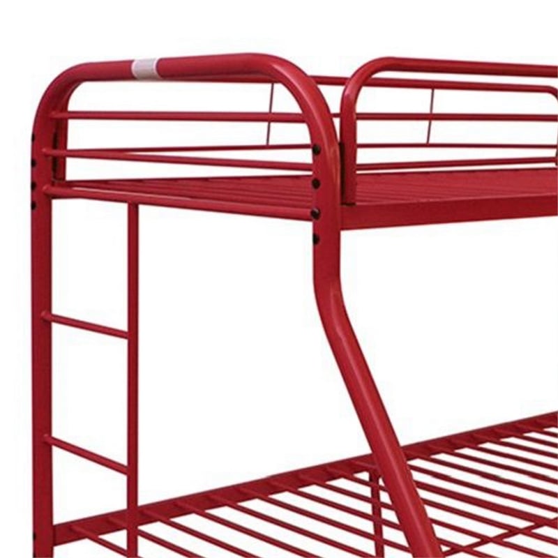 Benjara Tritan Twin/Full Bunk Bed- Red
