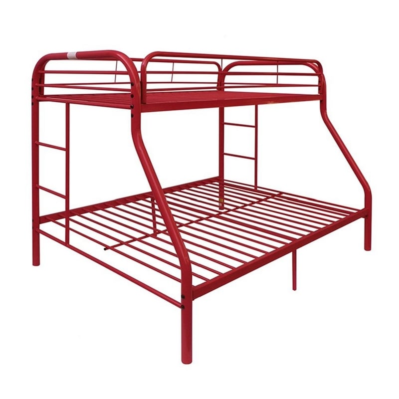 Benjara Tritan Twin/Full Bunk Bed- Red