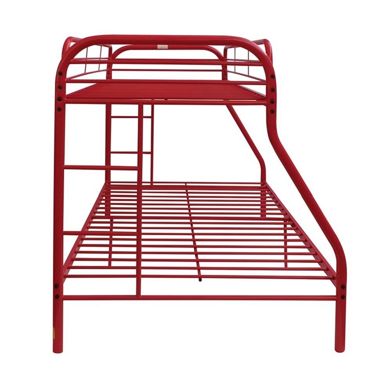 Benjara Tritan Twin/Full Bunk Bed- Red