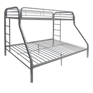 Benjara Tritan Twin/Full Bunk Bed- Silver