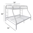 Benjara Tritan Twin/Full Bunk Bed- White
