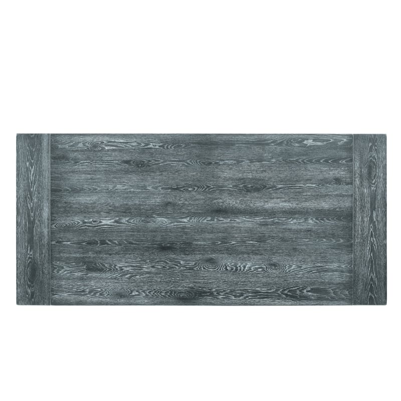 Benjara Wooden Rectangular Dining Table With Trestle Base- Gray