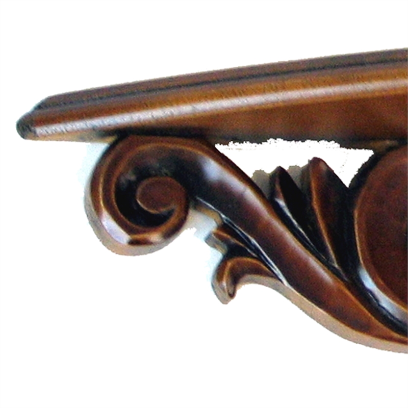 Benjara Hand Carved Wooden Moonbay Wall Shelf in Floral Design- Brown