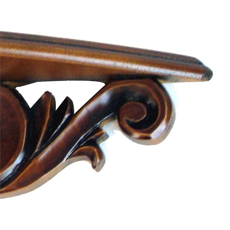 Benjara Hand Carved Wooden Moonbay Wall Shelf in Floral Design- Brown
