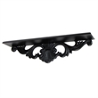 Benjara Hand Carved Wooden Wall Shelf with Floral Design Display- Black