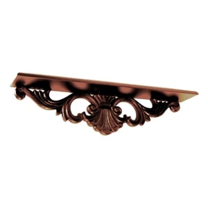 Benjara Hand Carved Wooden Wall Shelf with Floral Design Display- Brown