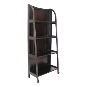 Benjara 4 Tier Foldable Shelf Display Stand with Plank Style Back- Brown