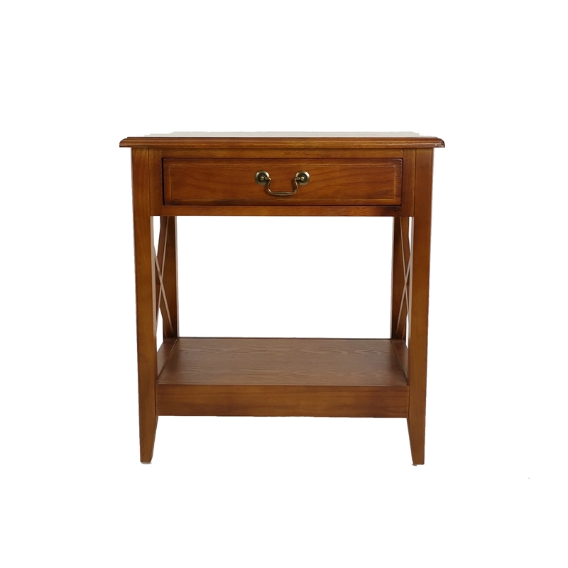 Benjara Transitional Style Nightstand with 1 Drawer and X Shape Sides- Brown