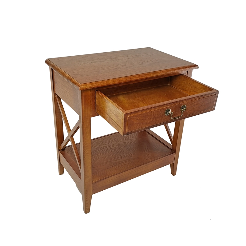 Benjara Transitional Style Nightstand with 1 Drawer and X Shape Sides- Brown