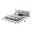 Benjara Platform Style Eastern King Size Bed with Leatherette Headboard- White