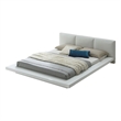 Benjara Platform Style Eastern King Size Bed with Leatherette Headboard- White