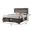 Benjara Panel Design Eastern King Bed with Silver Accents and Bracket Feet- Gray