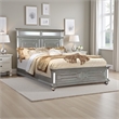 Benjara California King Bed with Mirror Paneled Headboard and Footboard- Silver