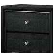 Benjara 2 Drawer Wooden NightStand with Textured Details & Crystal Pulls- Black