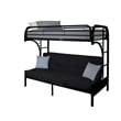 Benjara Eclipse Twin Xl Over Queen Futon Metal Bunk Bed with Guardrails- Black