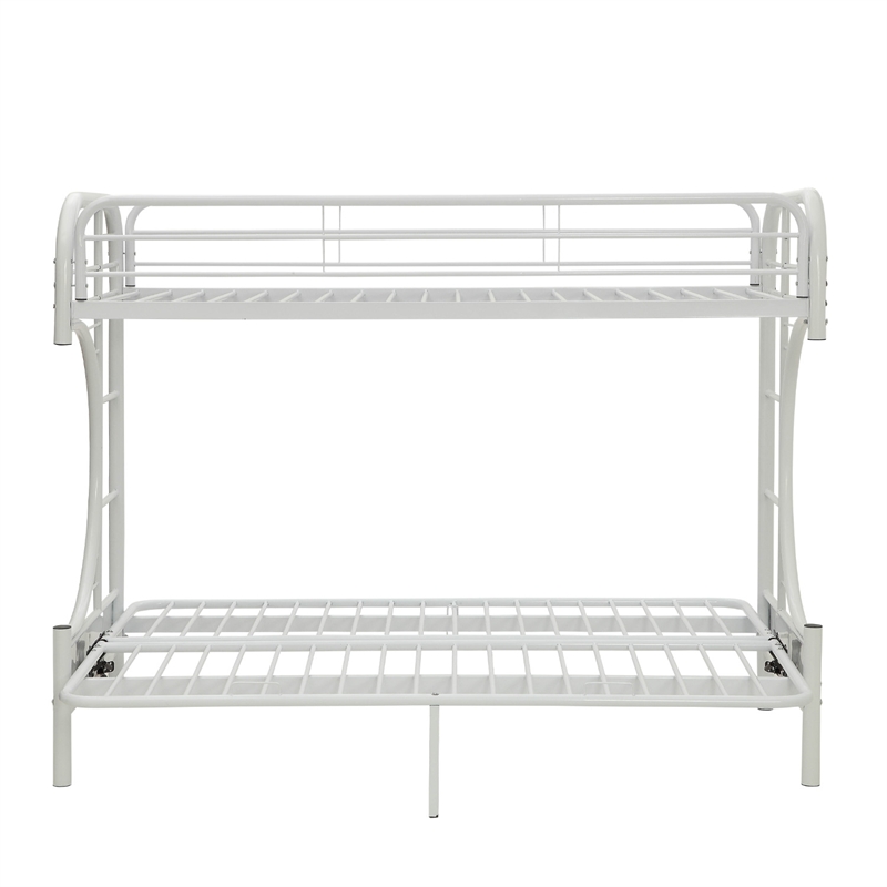 Benjara Eclipse Twin XL/Queen/Futon Bunk Bed- White