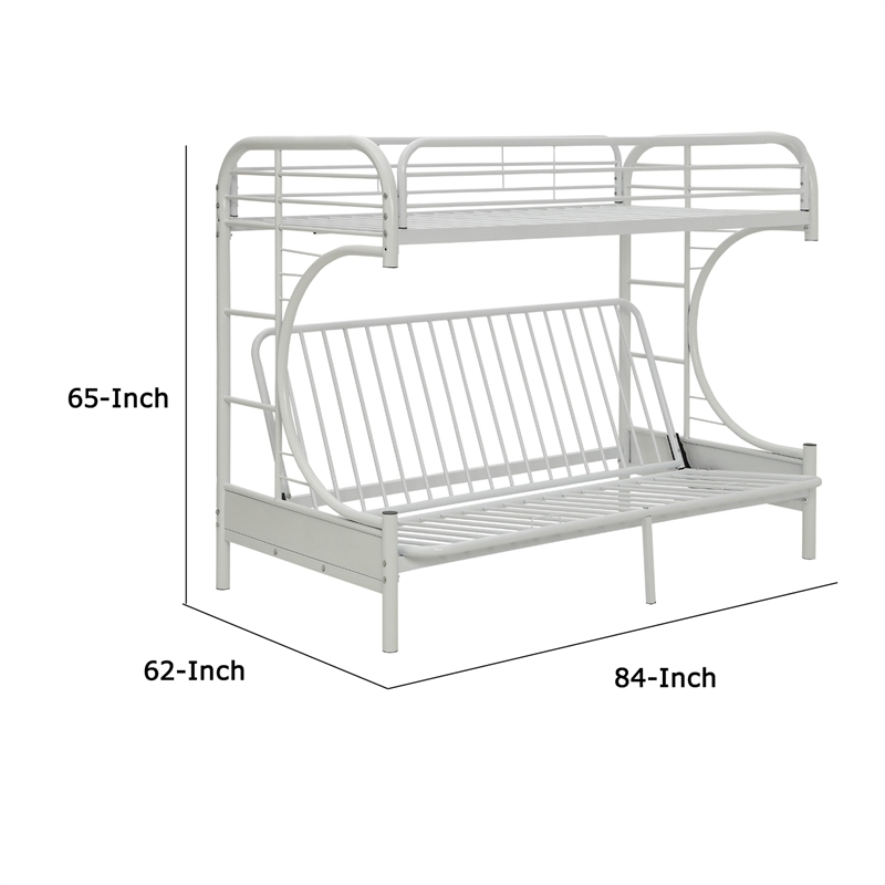 Benjara Eclipse Twin XL/Queen/Futon Bunk Bed- White