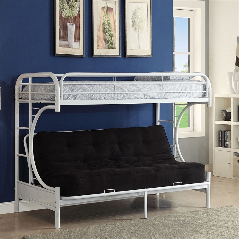 Benjara Eclipse Twin XL/Queen/Futon Bunk Bed- White