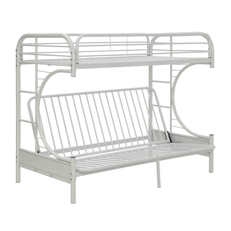 Benjara Eclipse Twin XL/Queen/Futon Bunk Bed- White