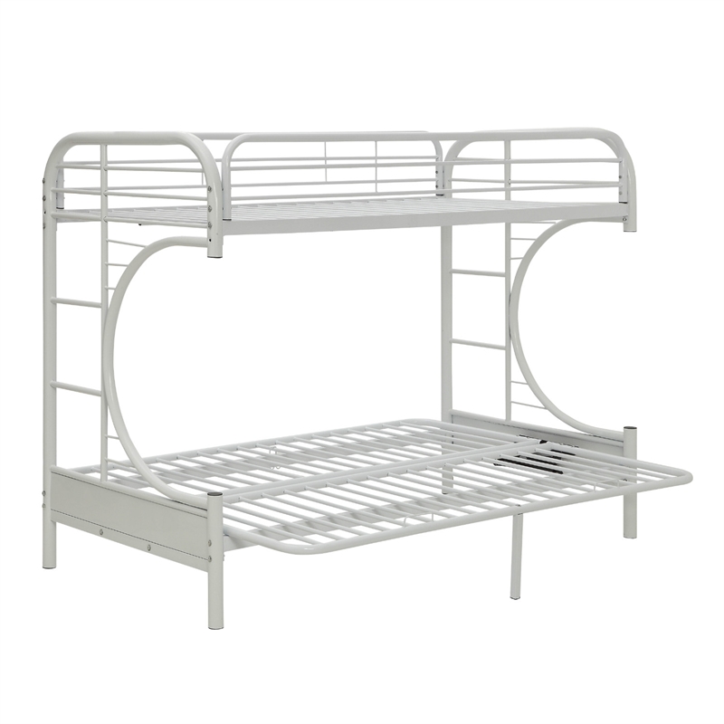 Benjara Eclipse Twin XL/Queen/Futon Bunk Bed- White