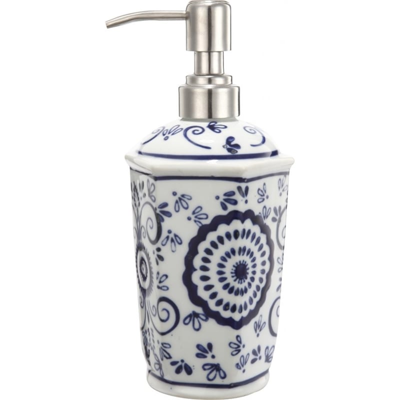 Benjara Elegantly Crafted Bath Accessories - Blue and White (Set of 4)