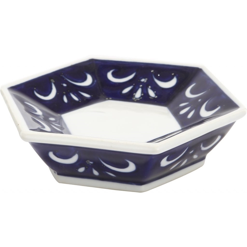 Benjara Elegantly Crafted Bath Accessories - Blue and White (Set of 4)