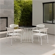 Benjara Industrial 5 Piece Metal Outdoor Dining Set- White and Black