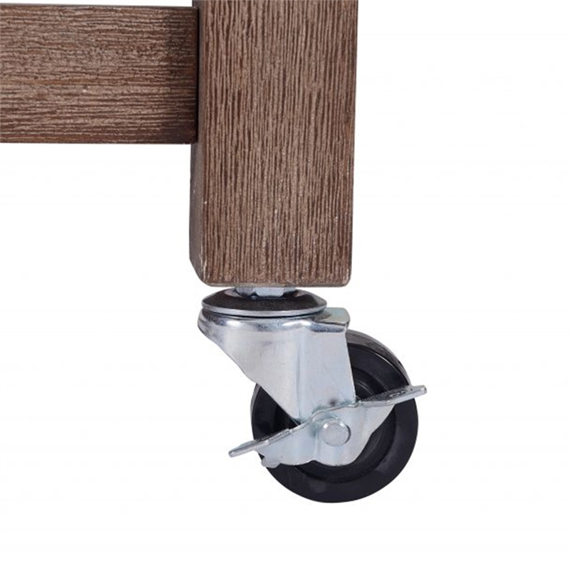 Benjara 2 Drawers Wooden Kitchen Cart with Metal Top and Casters- Gray and Brown