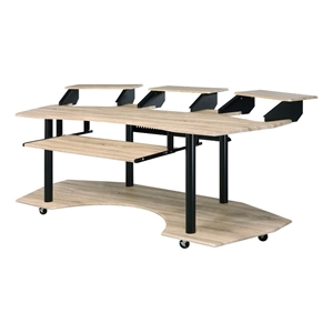 Benjara Wooden Computer Desk with Keyboard Tray and Open Bottom Shelf- Brown