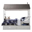 Benjara Tree House Design Wooden Twin Size Bed with Trundle- White and Gray