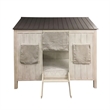 Benjara Wooden Cottage Full Bed- Weathered White & Washed Gray