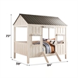 Benjara Wooden Cottage Full Bed- Weathered White & Washed Gray