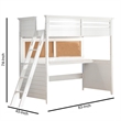 Benjara Wood Twin Size Loft Bed with Desk- White