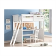 Benjara Wood Twin Size Loft Bed with Desk- White