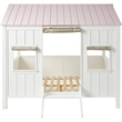 Benjara Wooden Cottage Full Bed- White & Pink