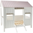 Benjara Wooden Cottage Full Bed- White & Pink