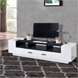 Benjara Contemporary 2 Drawer TV Stand with Media Compartments- Black and White