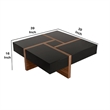 Benjara Square Top Wooden Coffee Table with 4 Drawer Storage- Brown and Black